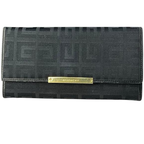 GW01. Givenchy Monogram Black Canvas Wallet - Picture 1 of 4